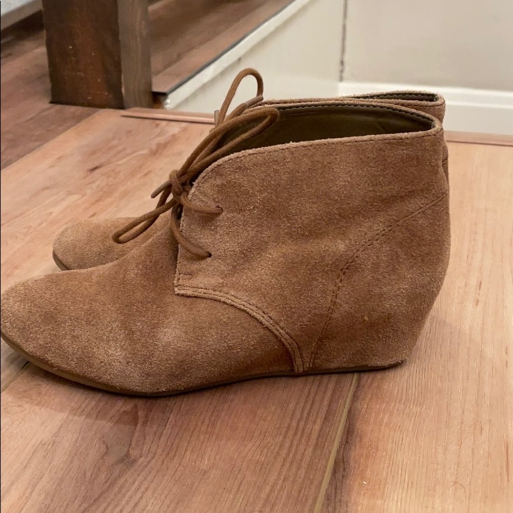 EUC suede wedge heeled booties from Nine West​​​​​​​​​​​​​​​